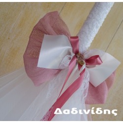 Λαμπάδα προσφορά με φιόγκο σε σάπιο μήλο ΛΑΜΠ167