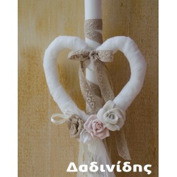 Λαμπάδα vintage με καρδιά ΛΑΜΠ217