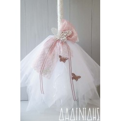 Λαμπάδα με πεταλούδες και δαντέλα ΛΑΜΠ126