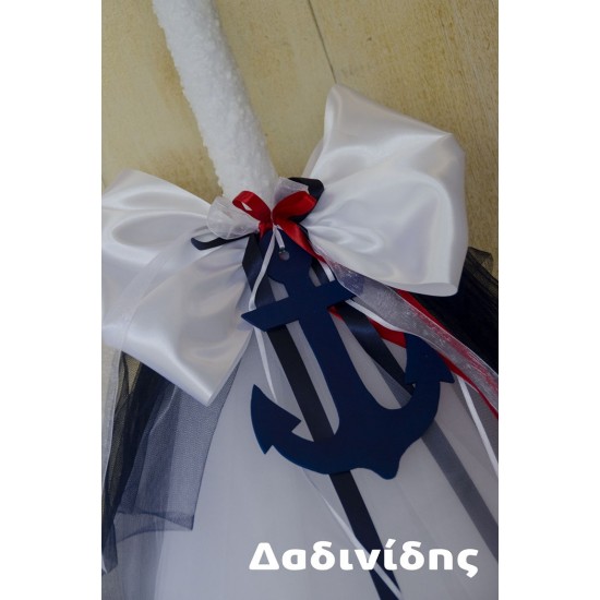 Λαμπάδα προσφορά με ξύλινη άγκυρα ΛΑΜΠ153