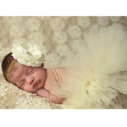 Σετ tutu φούστα-κορδέλα εκρού ΚΚ1763