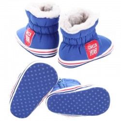 Μποτάκι βρεφικό με γούνα μπλέ King boy ΠΑΑ583