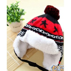 Σκουφάκι πλεκτό με φλίς "αστεράκια" ΣΚ202