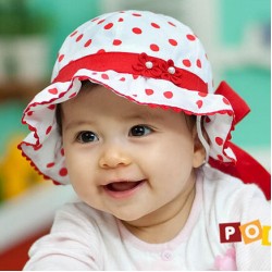 Καπέλο καλοκαιρινό πουά με φιογκάκι ΚΑΠ211