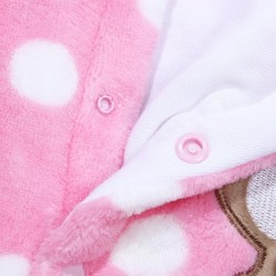 Φόρμα εξόδου βελουτέ πουά ρόζ με αρκουδάκι ΦΟΡ209