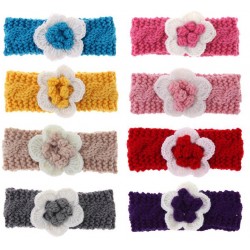 Πλεκτή χειμερινή κορδέλα δίχρωμη με λουλούδι ΚΑΞ258