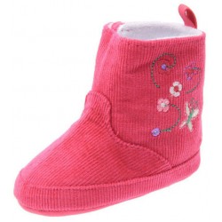 Βρεφικό μποτάκι κοτλέ φουξ με λουλούδια ΠΑΚ650
