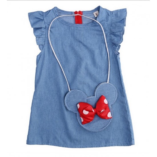 Τζιν φόρεμα με συνδυαστό τσαντάκι Minnie ΚΚ2064