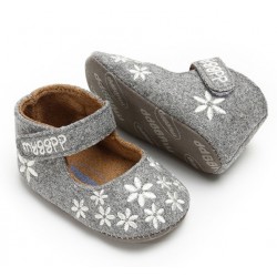 Παπουτσάκι βρεφικό τσόχινο γκρί ΠΑΚ551