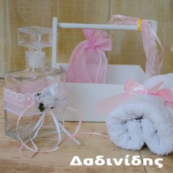 Σετ λαδιού καλαθάκι με δαντέλα λευκό-ρόζ ΣΕΤ152 Σετ λαδιού καλαθάκι με δαντέλα λευκό-ρόζ ΣΕΤ152