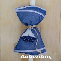 Λαμπάδα με πουά πάνινο καραβάκι ΛΑΜΠ158 Λαμπάδα με πουά πάνινο καραβάκι ΛΑΜΠ158