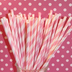 Χάρτινα καλαμάκια ριγέ ρόζ ΦΤ102 Χάρτινα καλαμάκια ριγέ ρόζ ΦΤ102