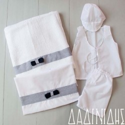 Λαδόπανα με φάσα ριγέ μπλέ και φιόγκο ΑΛΔ112