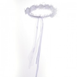 Στεφανάκι με υφασμάτινα λουλούδια ΣΤΕΦ109