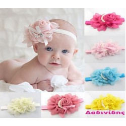 Κορδέλα με λάστιχο και μεγάλο λουλούδι με πέρλες ΚΑΞ100