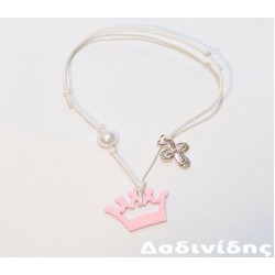 Μαρτυρικά  βραχιολάκια με ξύλινη κορώνα ροζ ΜΑΡ111 Μαρτυρικά  βραχιολάκια με ξύλινη κορώνα ροζ ΜΑΡ111