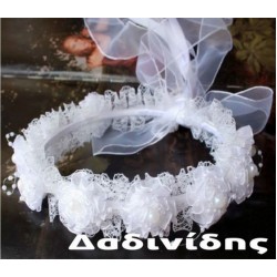 Στεφανάκι με υφασμάτινα λουλούδια ΣΤΕΦ109