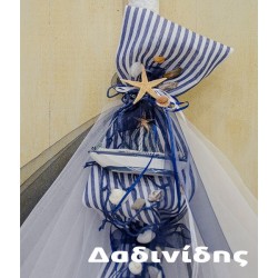 Λαμπάδα με ριγέ ύφασμα και καράβι ΛΑΜΠ138 Λαμπάδα με ριγέ ύφασμα και καράβι ΛΑΜΠ138