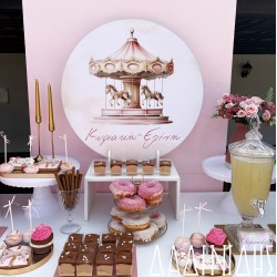 Στολισμός βάπτισης "Καρουζέλ ροζ" ΣΤΟΛ226