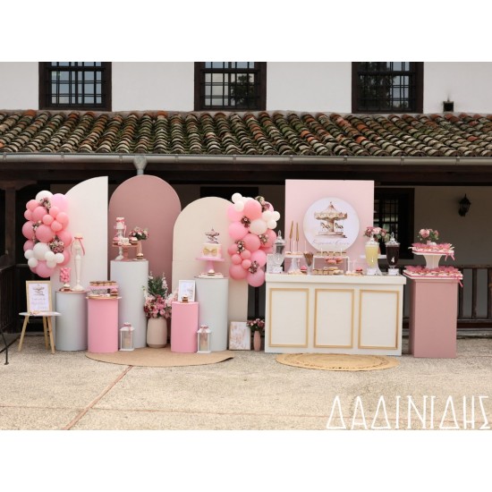 Στολισμός βάπτισης "Καρουζέλ ροζ" ΣΤΟΛ226