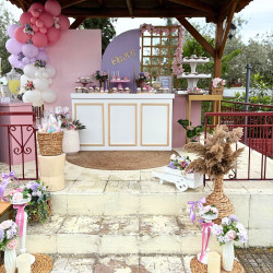 Στολισμός βάπτισης "Λουλούδια λιλά-ροζ" ΣΤΟΛ235