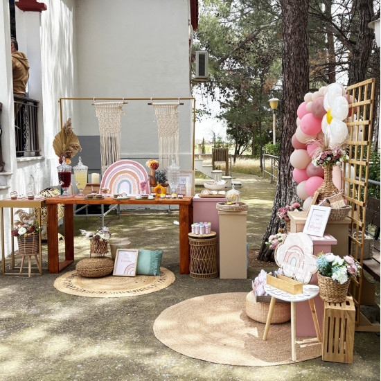 Στολισμός βάπτισης "Boho ουράνιο τόξο" ΣΤΟΛ236