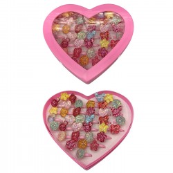 Σετ δαχτυλίδια παιδικά σε διάφορα χρώματα σε κουτάκι καρδούλα ΚΑΞ108