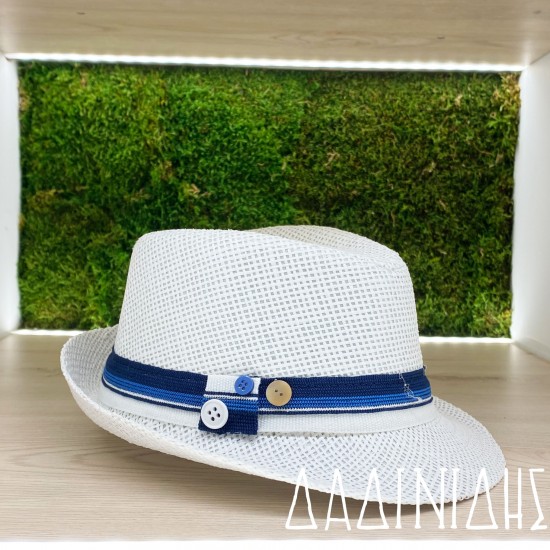 Καπέλο καβουράκι ψάθινο λευκό ΚΑΠ356