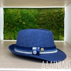 Καπέλο καβουράκι ψάθινο μπλε ΚΑΠ149