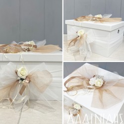 Κουτί βάπτισης "Μπεζ λουλούδια" ΚΤ143 Κουτί βάπτισης "Μπεζ λουλούδια" ΚΤ143