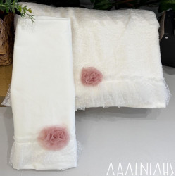 Λαδόπανα με πουά δαντέλα και σάπιο μήλο λουλούδι ΚΛΔ230