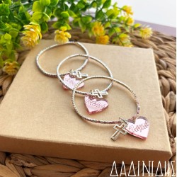 Μαρτυρικά βραχιολάκι με ροζ στρας μαμά-νονά-γιαγιά ΜΑΡ237