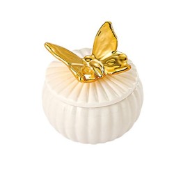 Μπιζουτιέρα από πορσελάνη με χρυσή πεταλούδα ΜΠΟΝ268