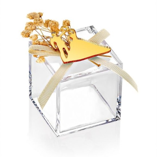 Μπομπονιέρα γάμου μπιζουτιέρα PVC με πλέξιγκλας γαμπρός-νύφη ΜΠΟΝ264