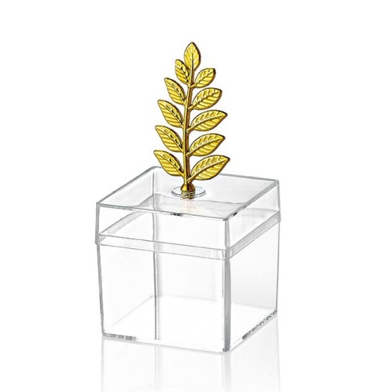 Μπομπονιέρα κουτάκι PVC με κλαδί ελιάς ΜΠΟΝ265