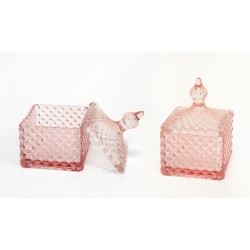 Γυάλινη φοντανιέρα ροζ τετράγωνη ΜΠΟΝ249