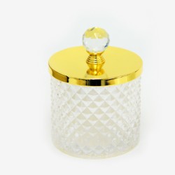 Γυάλινη φοντανιέρα με χρυσό καπάκι ΜΠΟΝ252