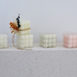 Κεράκι κύβος bubble σε διάφανο κουτί ΜΠΟΝ244