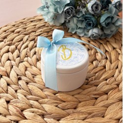 Γύψινη μπιζουτιέρα στρόγγυλη με αυτοκόλλητο στο θέμα σας ΜΠΟΝ240