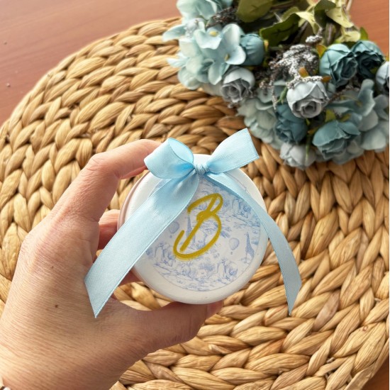 Γύψινη μπιζουτιέρα στρόγγυλη με αυτοκόλλητο στο θέμα σας ΜΠΟΝ240