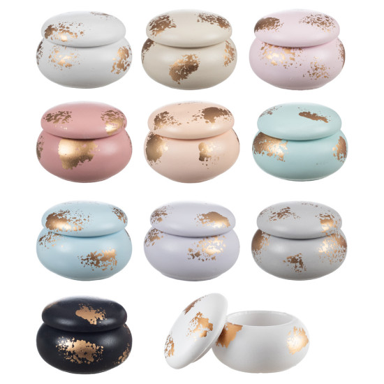 Κεραμικό μακαρόν μπιζουτιέρα με χρυσή πατίνα ΜΠΟΝ207