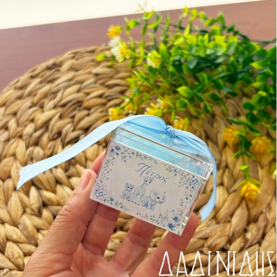 Χειροποίητη μπομπονιέρα κουτάκι πλέξιγκλας με το θέμα σας ΜΠΟΝ289