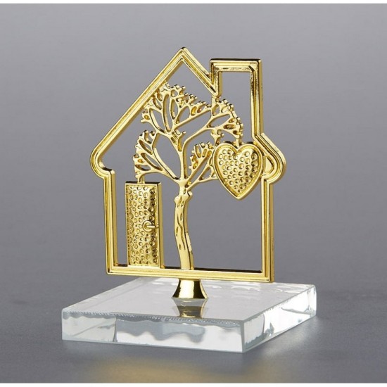 Μπομπονιέρα με γυάλινη βάση σπιτάκι ΜΠΟΝ257