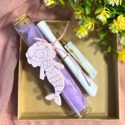 Χειροποίητη μπομπονιέρα γυάλινος σωλήνας με ξύλινη γοργόνα ΜΠΟΝ154 Χειροποίητη μπομπονιέρα γυάλινος σωλήνας με ξύλινη γοργόνα ΜΠΟΝ154