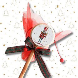 Μπομπονιέρα ξύλινο τυμπανάκι με θεματικό αυτοκόλλητο ΜΠΟΝ215