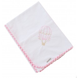 Πάνα αγκαλιάς από φανέλα με καρό ρέλι ροζ και κέντημα Ninetta ΠΑΝ129