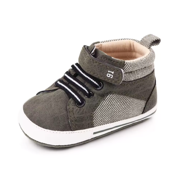 Παπουτσάκι βρεφικό μποτάκι χακί ΠΑΑ651