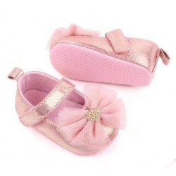 Παπουτσάκι βρεφικό ροζ με glitter ΠΑΚ682