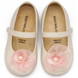 Παπουτσάκι βάπτισης Babywalker Bs3593 εκρού-ροζ ΠΑΚ237