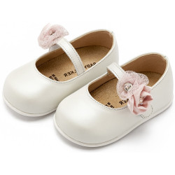 Παπουτσάκι βάπτισης Babywalker Pri2642 εκρού-ροζ ΠΑΚ286